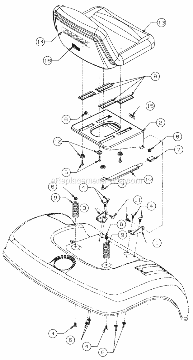 Seat And Support Diagram and Parts List for 2164 13A-264G100 Cub Cadet Lawn Tractor